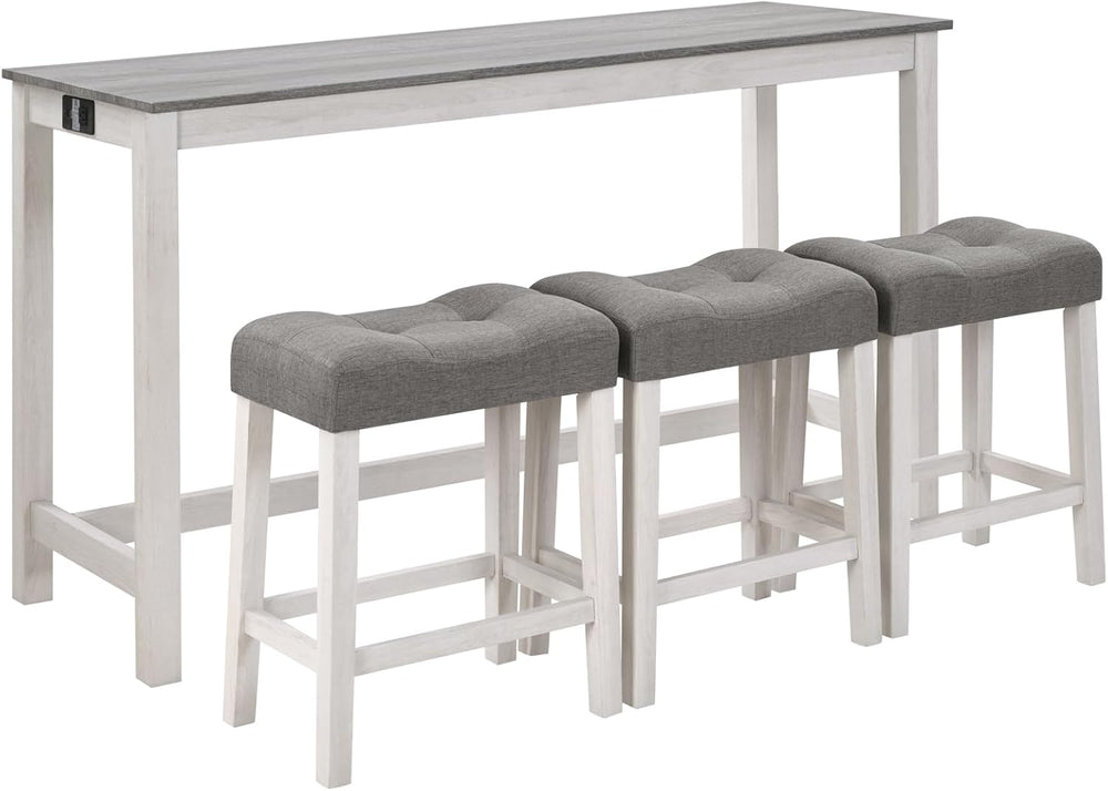 LKTART Bar Table and Chairs Set, 4 Piece Counter Height Bar Table Set with Po...