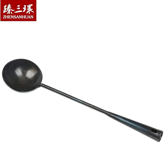 ZhenSanHuan Chinese Traditional HandMade Iron Ladle Wok Tool Set, Long wok - Image 2