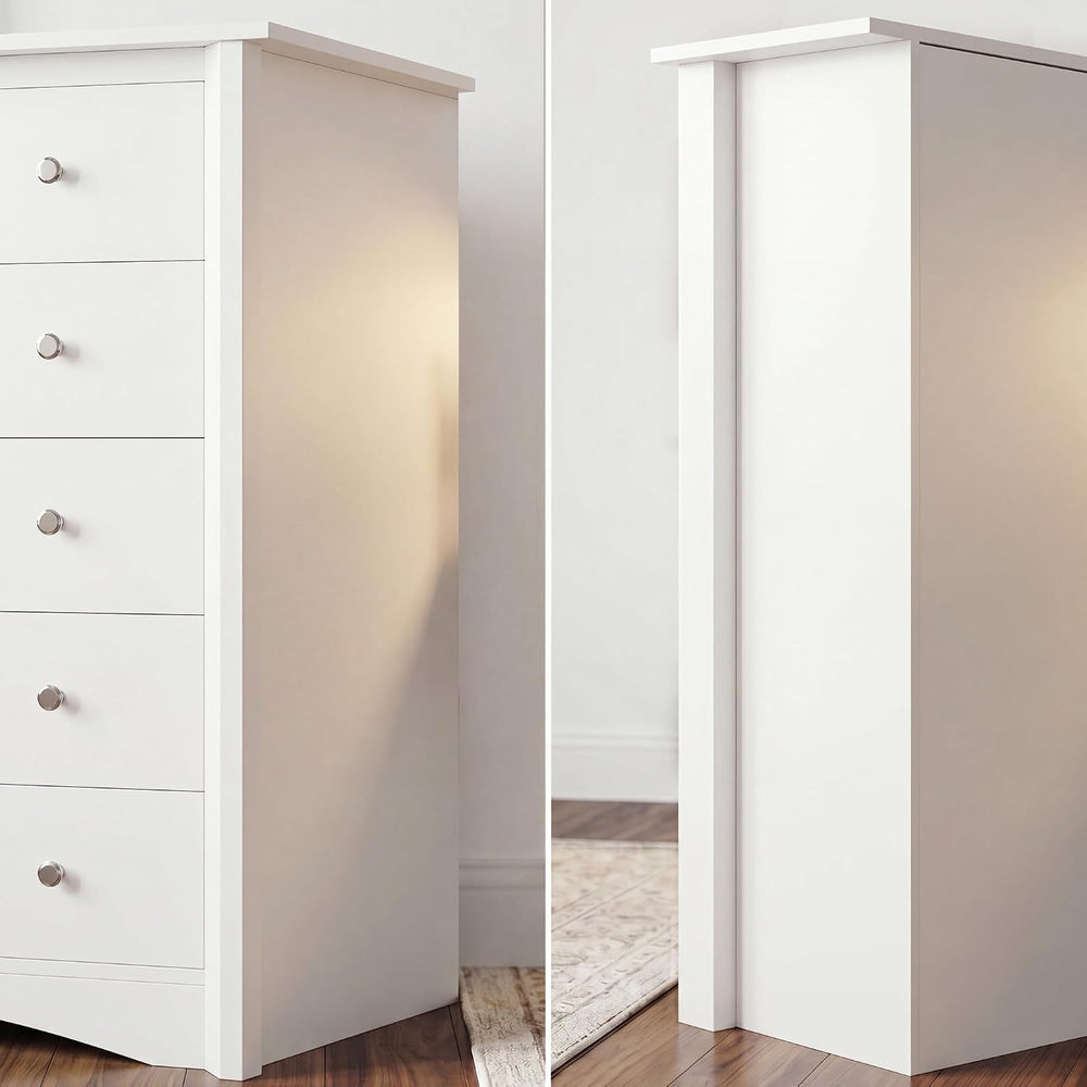 Furmax Tall Dresser, 5 Drawer Dresser for Bedroom, White