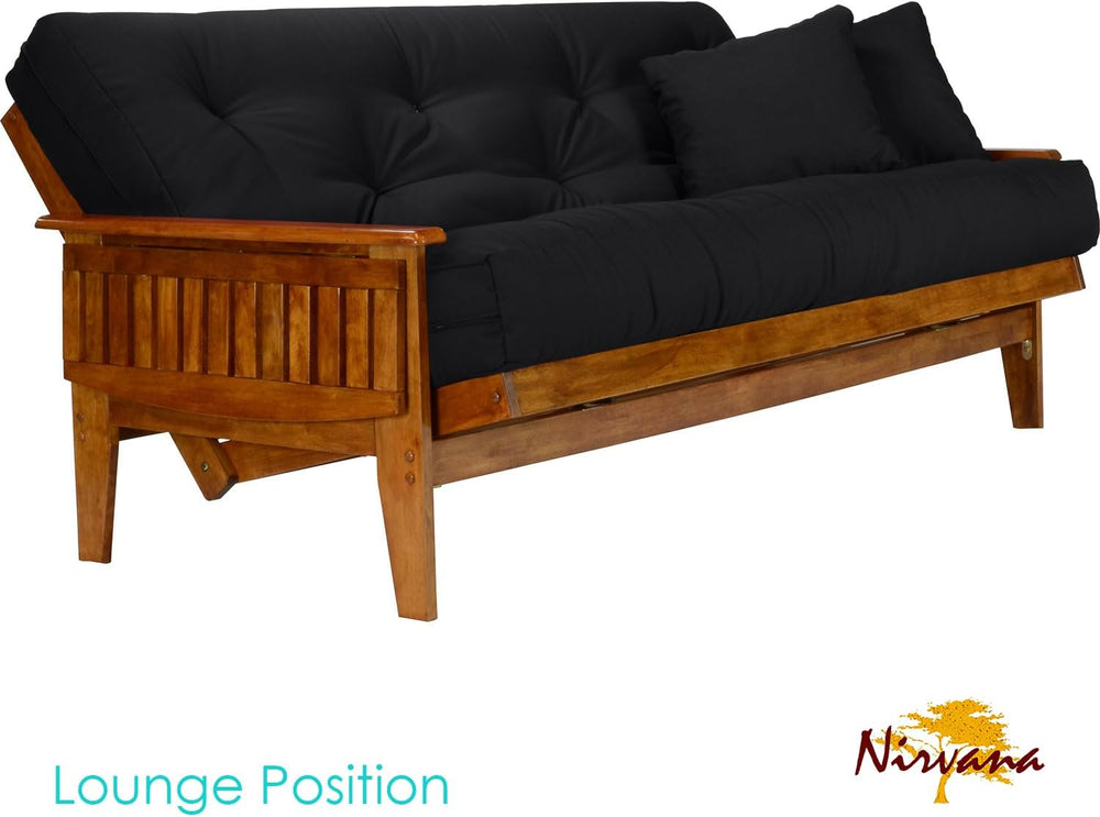 Eastridge Futon Set - Queen Size, Frame, 8" Mattress, Twill Black Cover