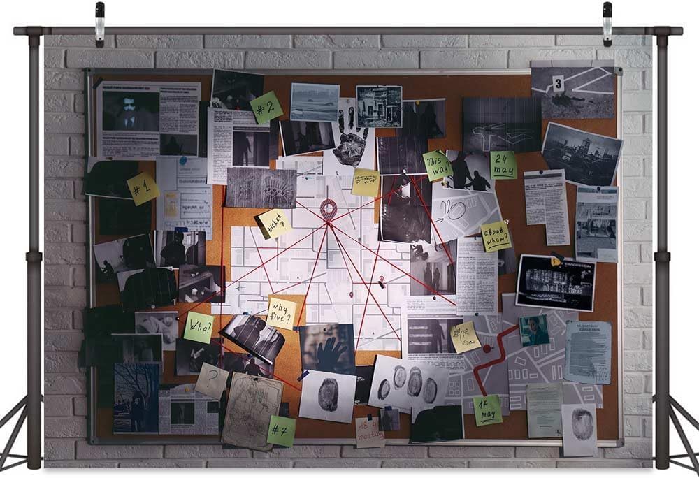 10X8ft Crime Scene Decorations Photo Backdrop Murder Mystery Party Photography Background, Detective Spy Halloween Theme Party Supplies Backdrops Photo Booth Prop Wall Decor Tablecloth
