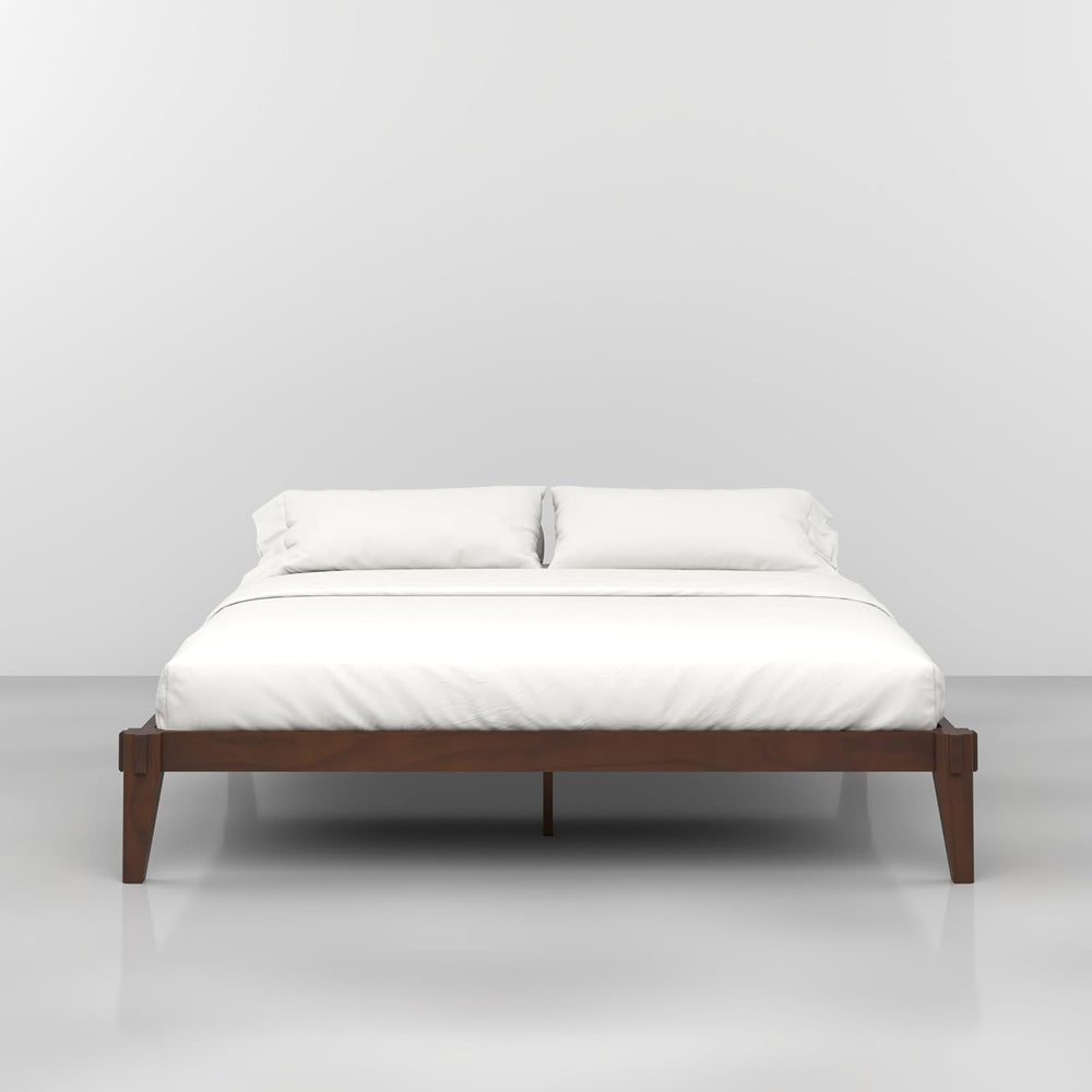 Bme Chalipa 14” Solid Wood King Bedframe, Japanese Joinery, Walnut
