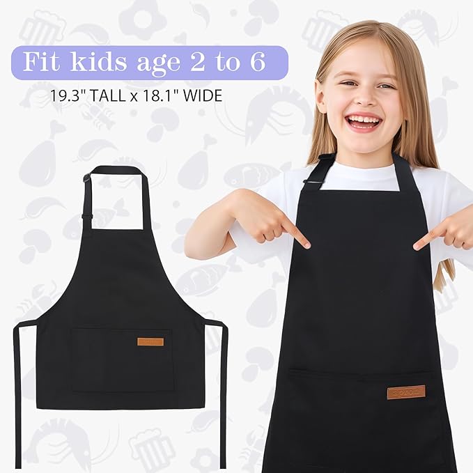 2 Pack Stripes Kids Apron, Kids Cooking Aprons - Image 4