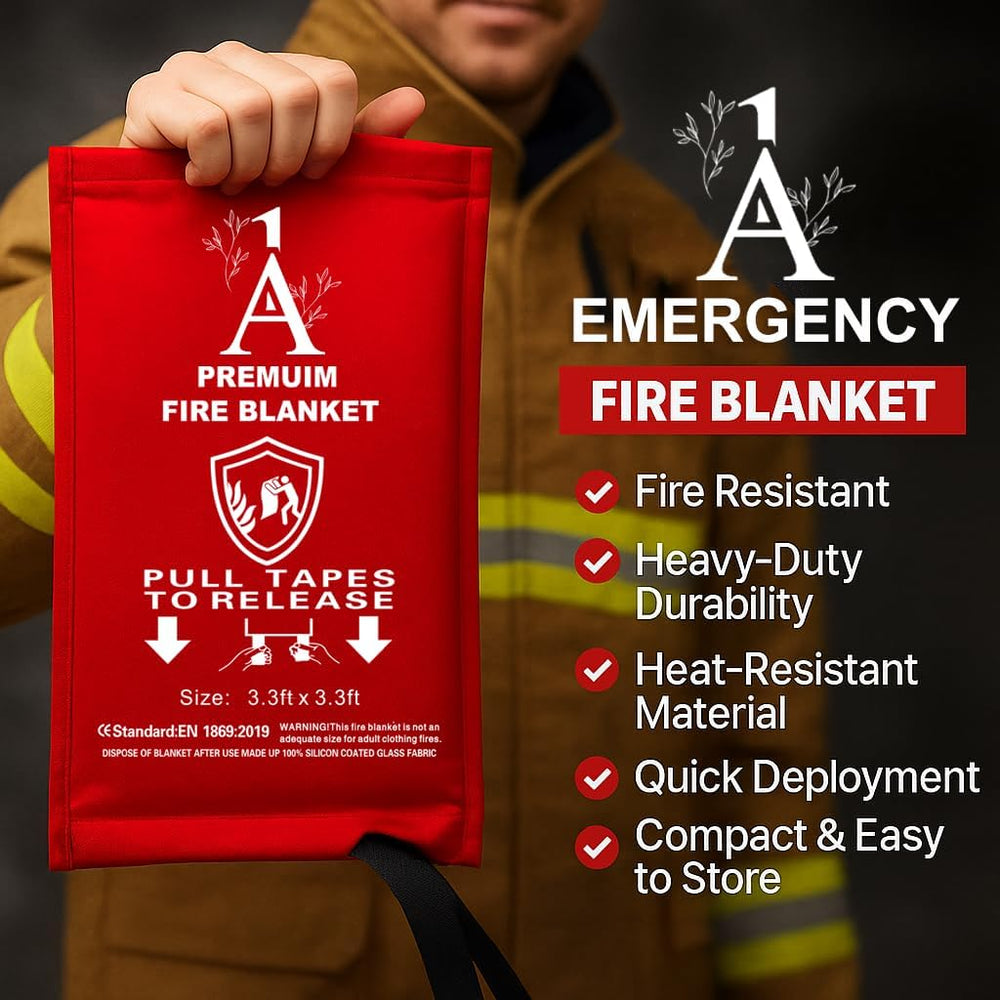 Premium Fire Blanket – 40"x40" Silicone-Coated Fiberglass, Emergenc...