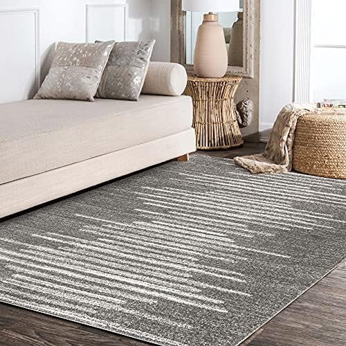 JONATHAN Y Aya Berber Stripe Geometric Gray/Cream Indoor Area Rug, 8x10, Cont...