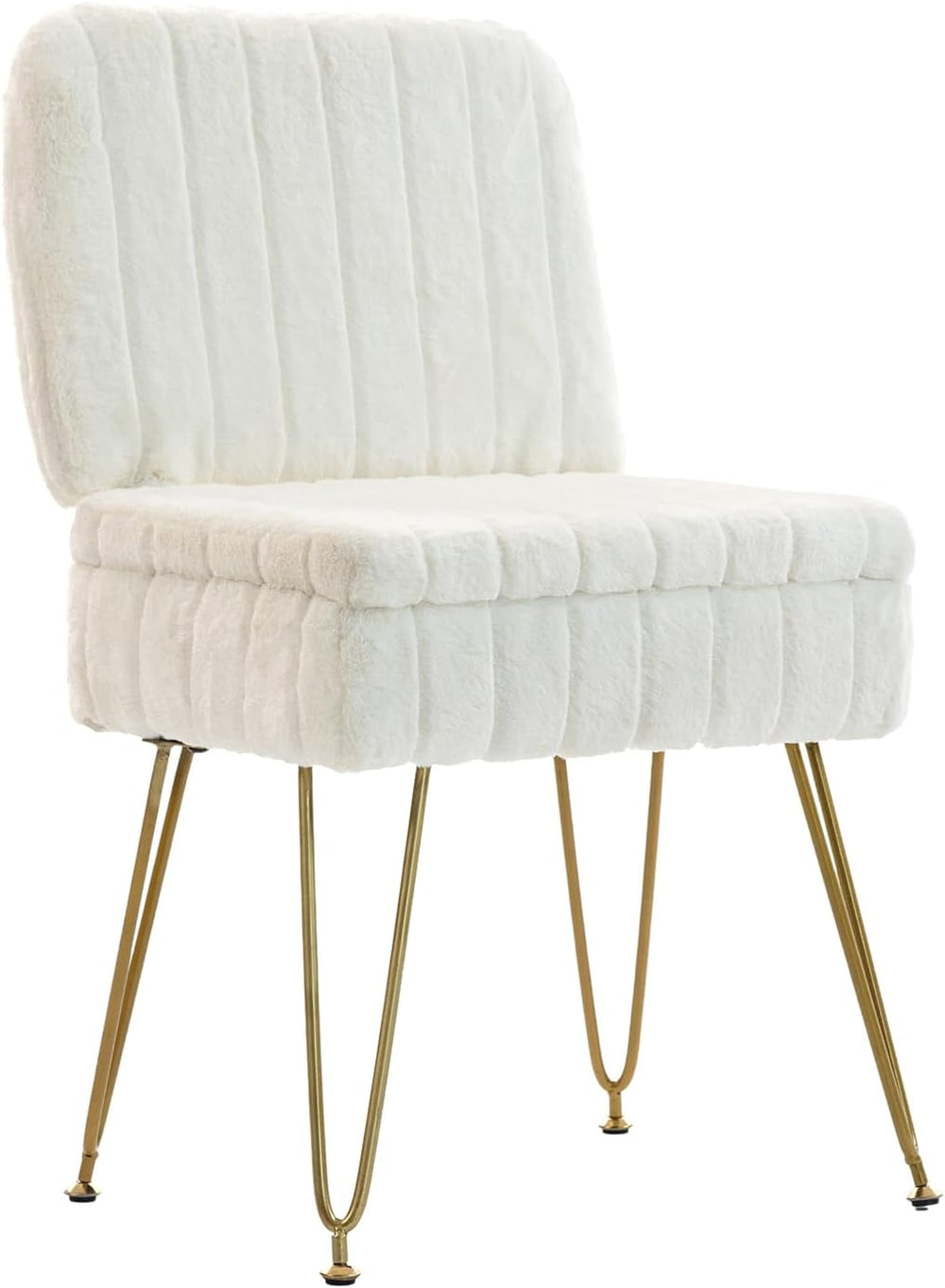 Vanity Chair with Storage | Comfy Ottoman with Folding Back