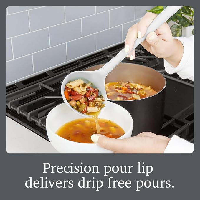 Tovolo Flex Core Silicone Ladle BPA Free Oyster Gray Deep Silicone Soup Ladle - Image 2