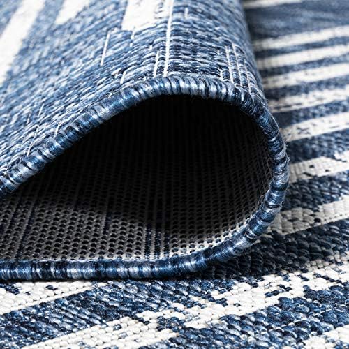 JONATHAN Y Stripe Geometric Indoor Outdoor Area Rug 8X10 Blue/Ivory, Zolak Be...