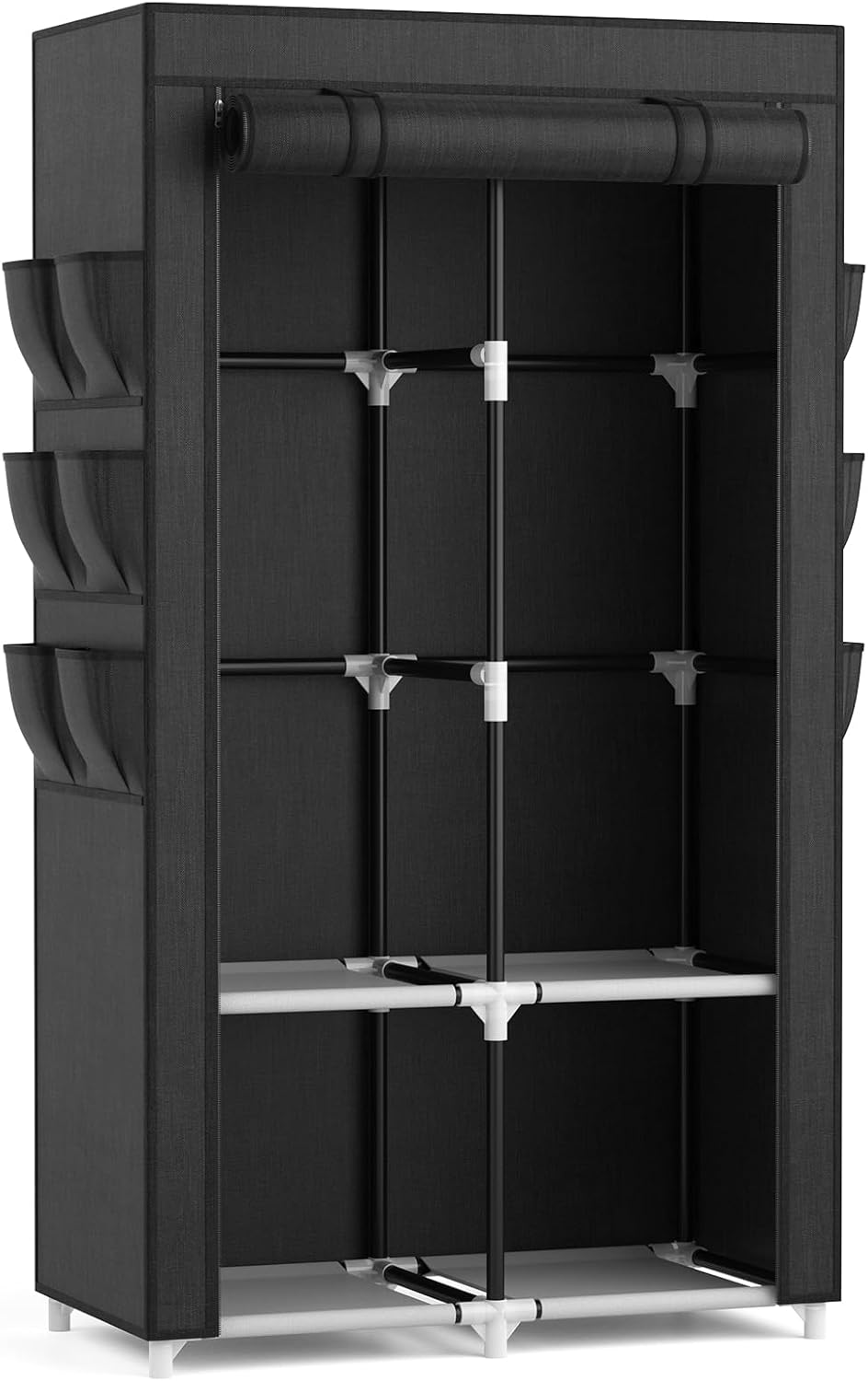 VTRIN Portable Closet Wardrobe Closet for Hanging Clothes with 4 Storage Shel...