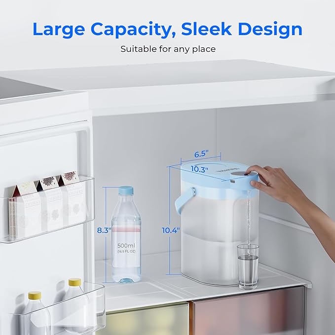 Waterdrop ED06B Electric Water Filter Pitcher, FreshTaste Rechargeable Dispenser