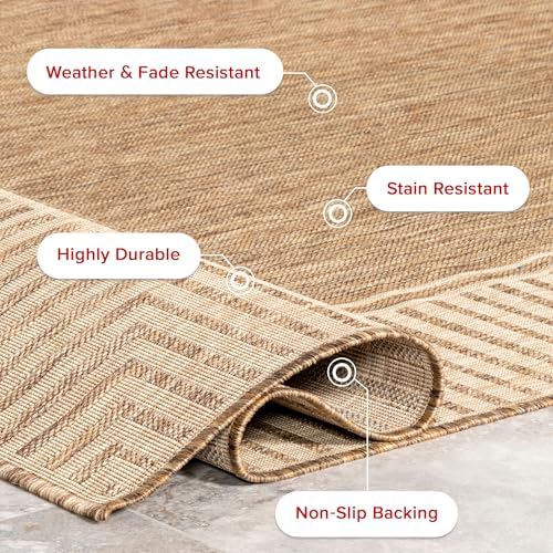 nuLOOM Asha Light Brown Bordered Indoor/Outdoor Area Rug, 8' x 10'
