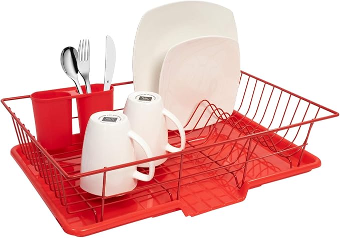 Sweet Home Collection 3 Piece Metal Dish Drainer Rack Set by SweetHomeCollection