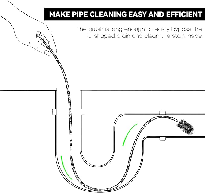 Flexible Drain Brush, 66 Inch Long Double Ended Hose Pipe and 58 Inch Tube - Image 8