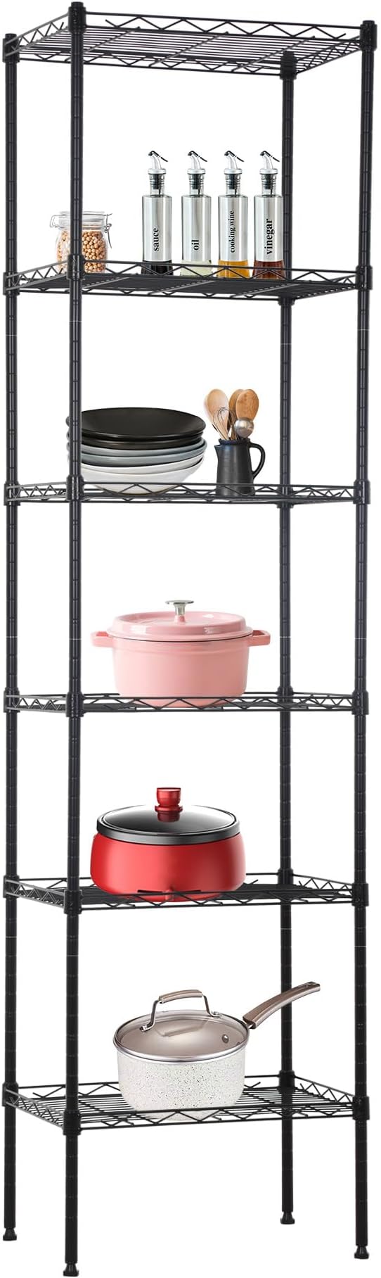 BestOffice | 6-Tier Wire Storage Shelves | 17x12x64 | Black |