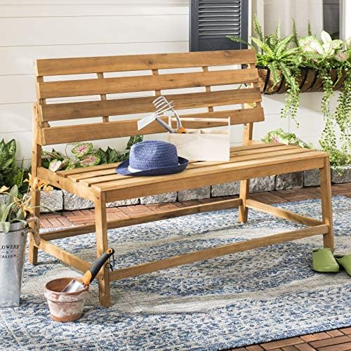 SAFAVIEH PAT6753A Collection Ruben Teak Balcony Bench and Table Outdoor Set