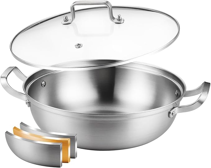Delarlo Tri-Ply Stainless Steel 11 inch Everyday Pan by DELARLOCOOKWARE