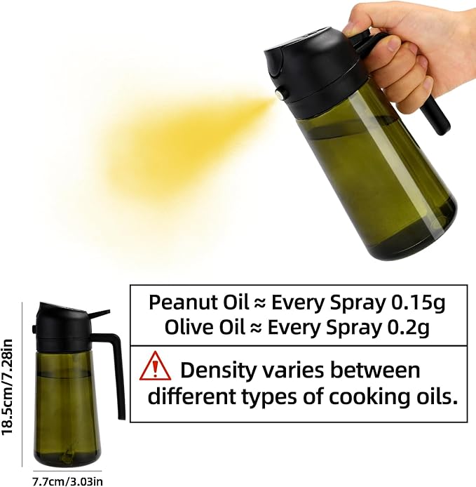 Aovdy Olive Oil Sprayer for Cooking, 2 In 1 Glass Oil Dispenser 16oz- 470ml - Image 7