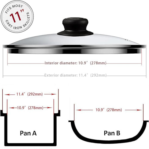 11 Inch Pan Lid Tempered Glass Pot Lid Replacement Glass Cover - Image 2