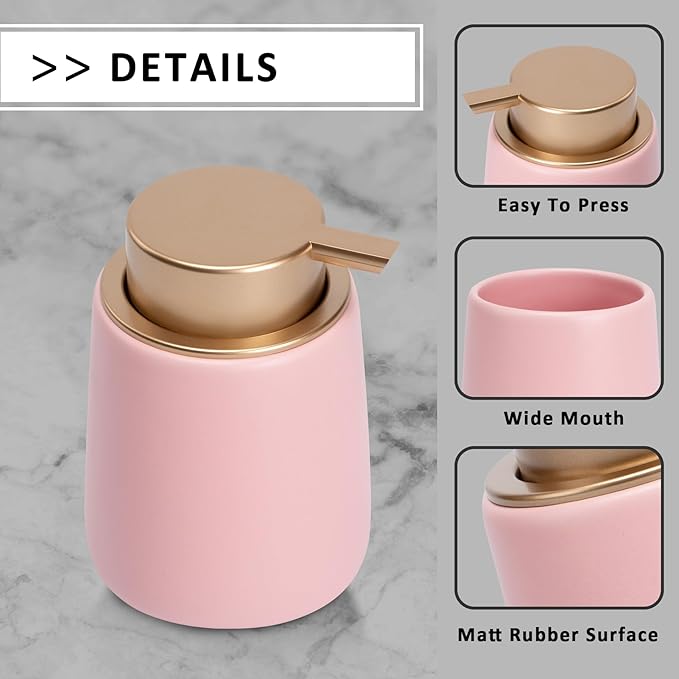 Soap Dispenser Ceramic with Easy-to-Press Pump Hand Lotion Liquid Dispenser - Image 9