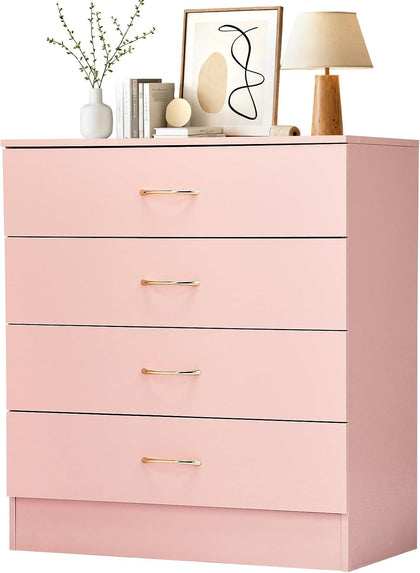 Karl home Pink 4 Drawer Dresser, Modern Small Chest of Drawers