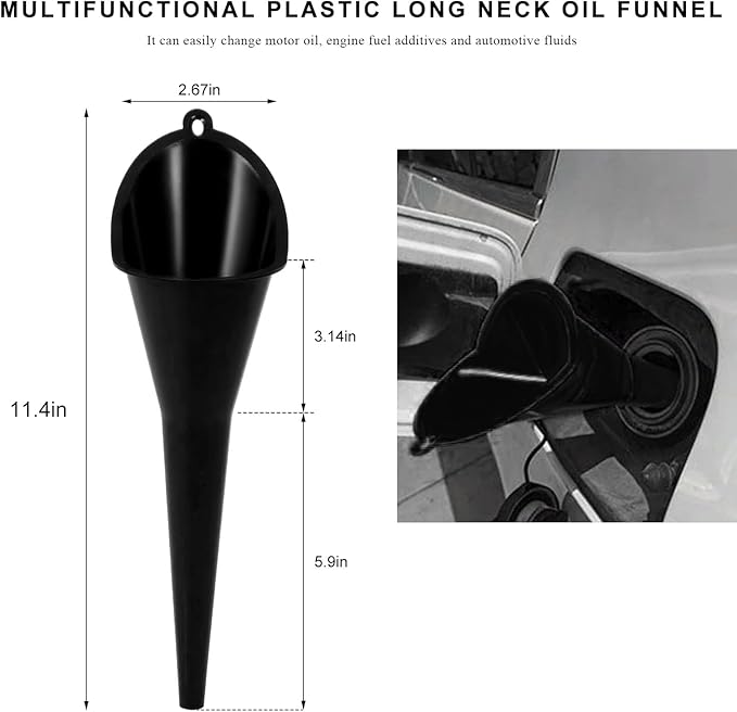 2 PCS Oil Funnel, Plastic Long Neck Multi-Purpose Spill Saver Funnel, Engine - Image 2