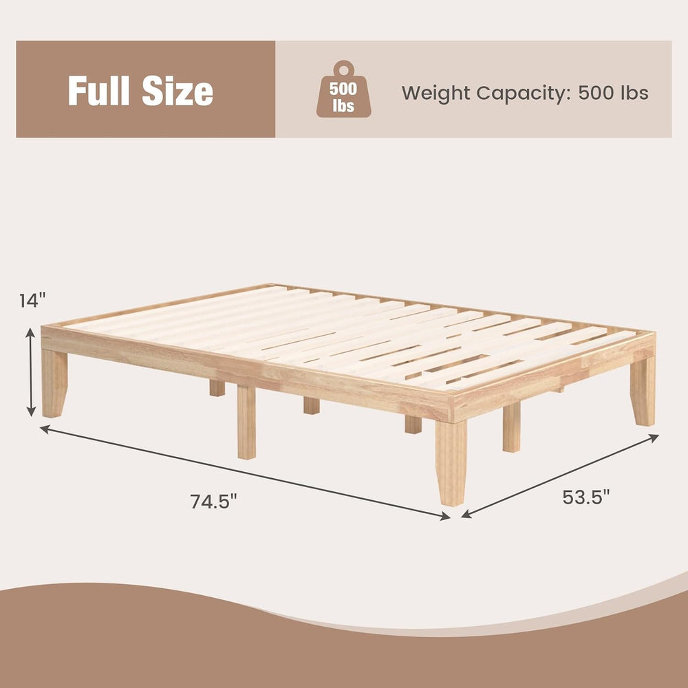 GIANTEX 14 Inch Full Wood Platform Bed Frame, Minimalist Style Mattress Found...