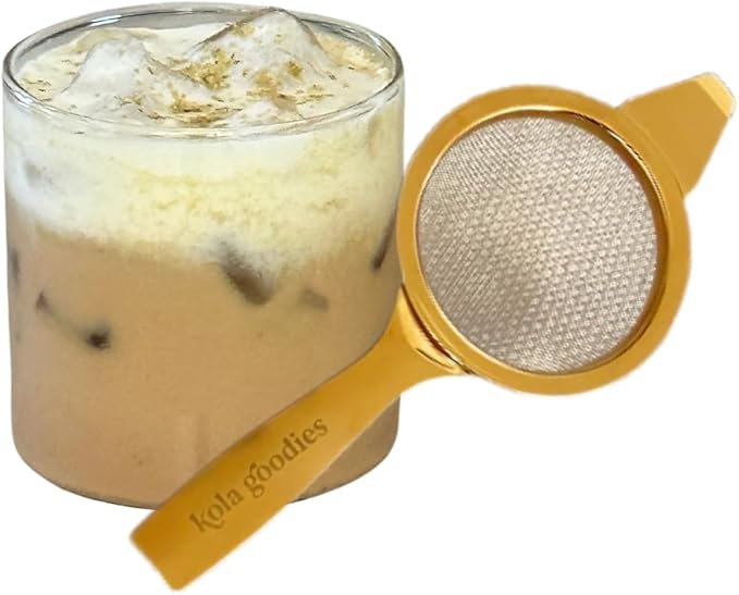 Kola Goodies Gold Tea Strainer – Elegant Stainless Steel Tea Infuser by KolaGoodies