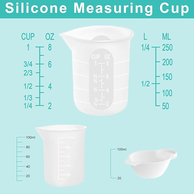 Silicone Measuring Cups for Resin Supplies, Resin Kit for 250ml &100ml - Image 2