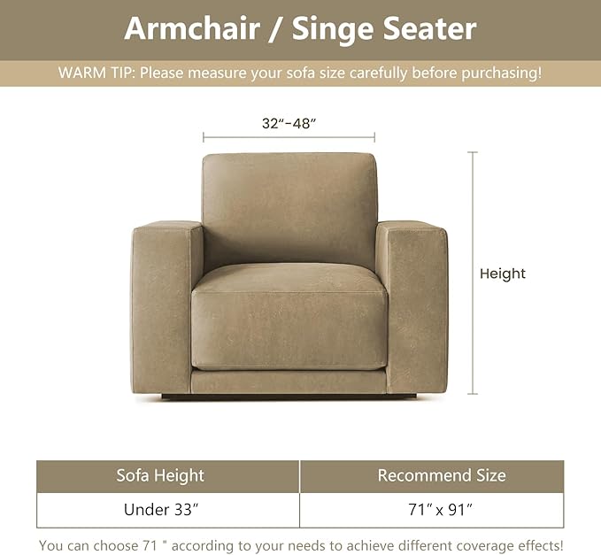 MYSKY HOME Chair Covers Armchair, Recliner Chair Cover Beige Couch Cover - Image 6