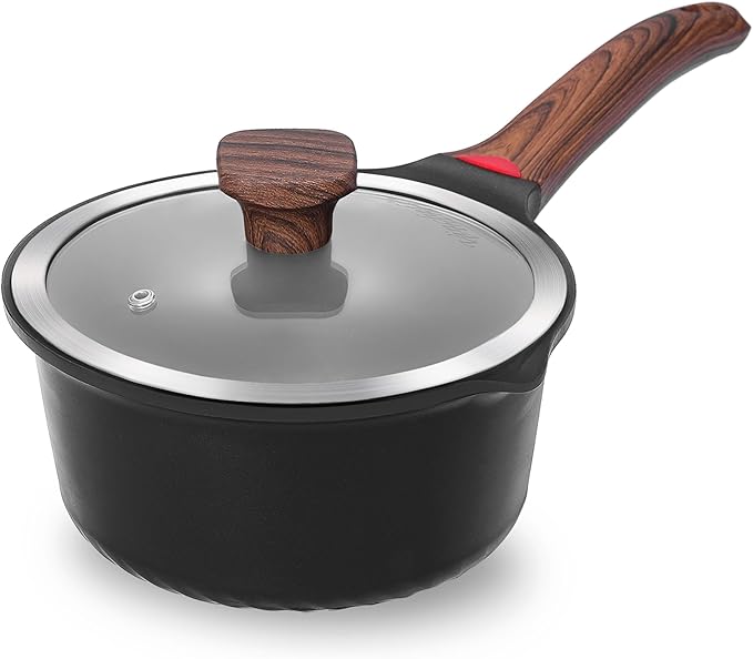 VINCHEF Nonstick Saucepan with Lid, 3QT Sauce Pan with Stay Cool Handle by VINCHEFMeetBetterLife