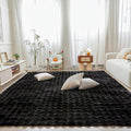 Black Rabbit Plush Rug 6'x9', Fluffy Faux Fur Shaggy Area Rug by CHOVY