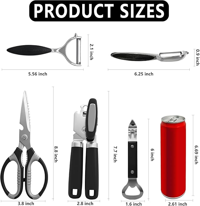 Can Opener Set With 1 Bottle Opener 2 Vegetable Peeler 1 Heavy Duty Kitchen - Image 2