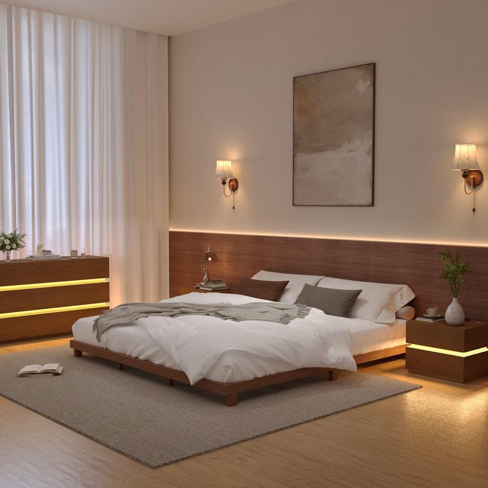 homary Japanese Style Queen Floor Bed Frame, 6.3" Low Profile Tatami Pla...