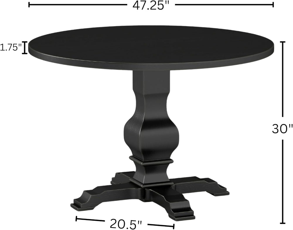 Roundhill Furniture Havre Pedestal Base Round Dining Table, Black