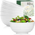Wrova Wheat Straw Bowls Set 60 OZ, Unbreakable Large White Bowls Set of 6 by WROVA