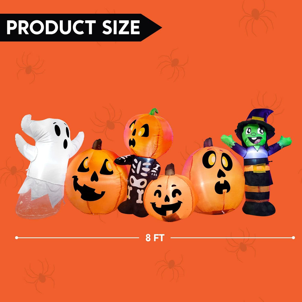 Joiedomi 8 ft Long Halloween Inflatable Three Characters and Pumpkin Patch Ou...