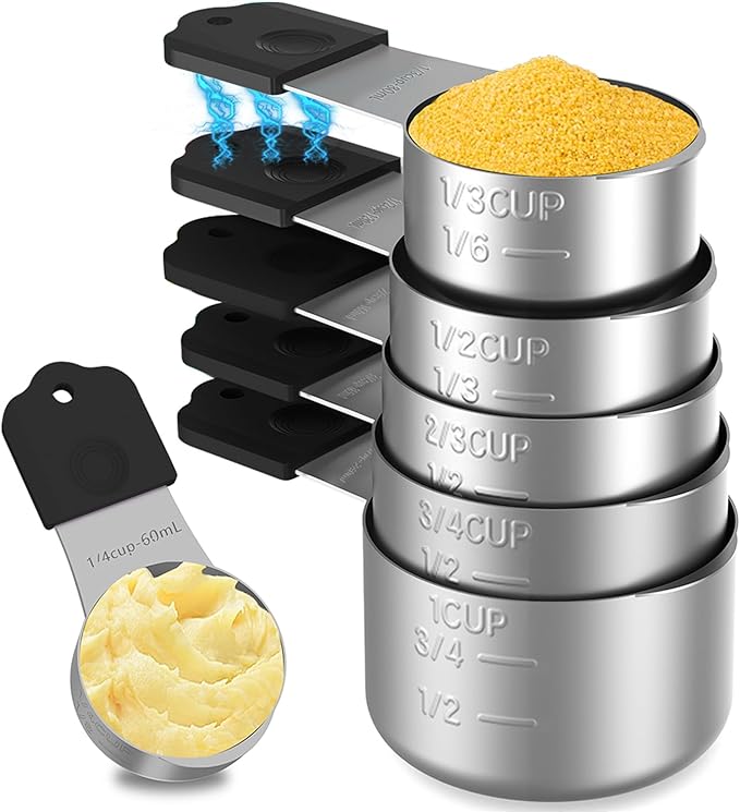 Magnetic Measuring Cups, Stainless Steel Kitchen Aid Cups Measuring set by Unknown