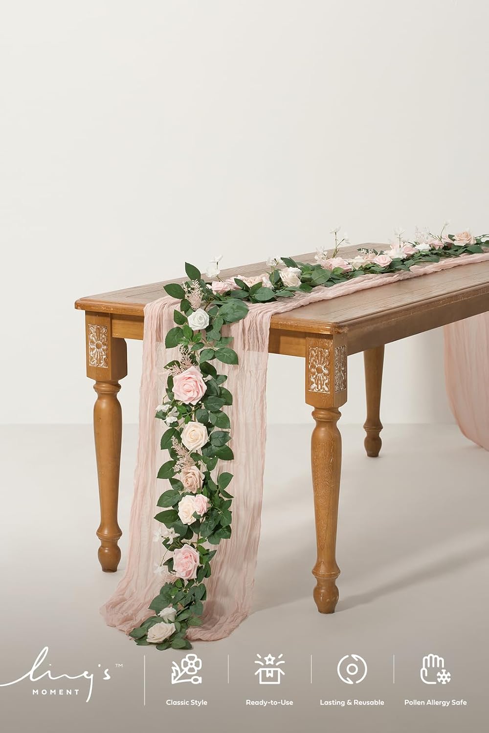 Ling's moment 5 FT Blush Artificial Flower Garland