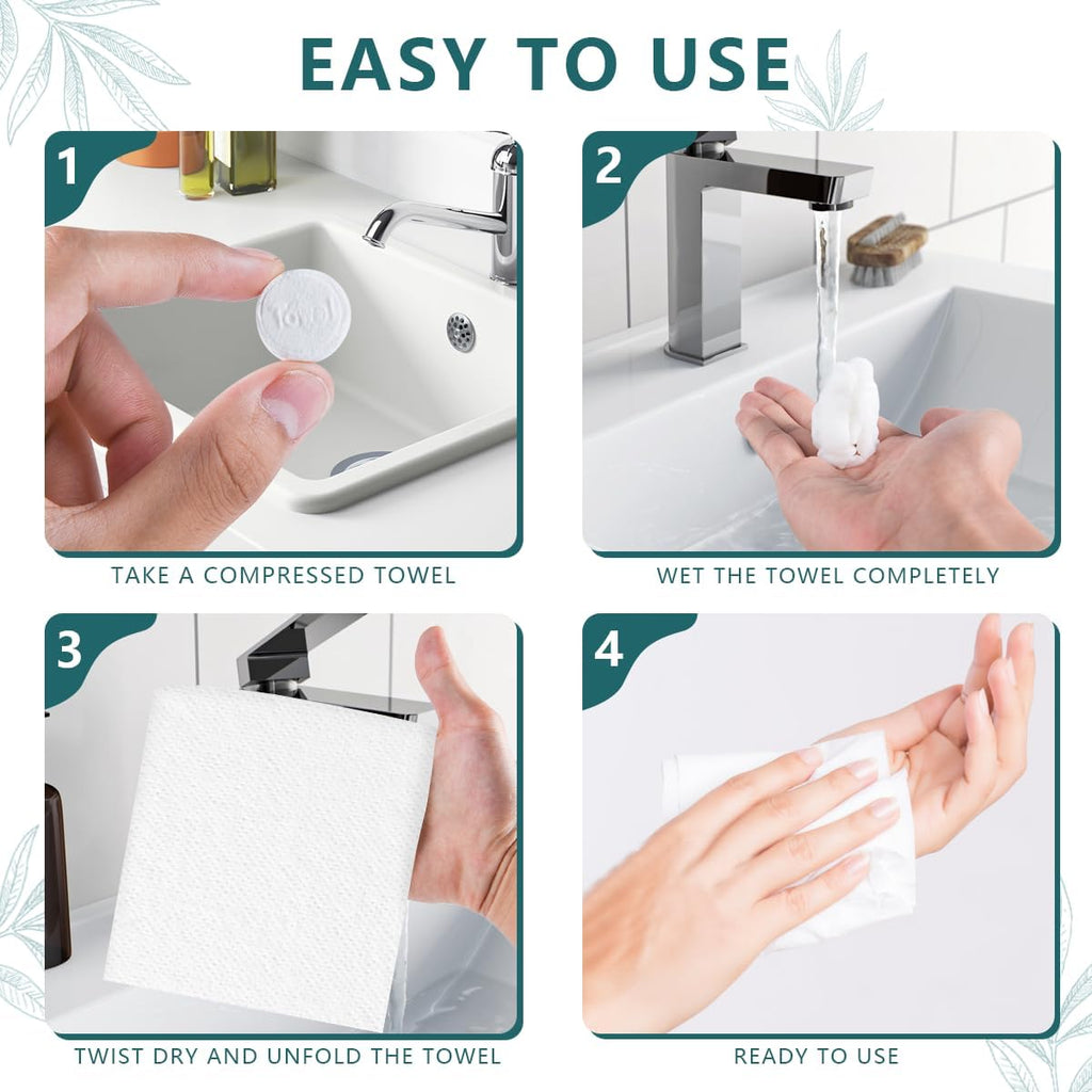 KISEER 200 Pieces Compressed Towels Portable Disposable Mini Compressed Coin Tissue Toilet Paper Tablets for Travel, Camping, Hiking, Sport, Beauty Salon, Hand Wipes
