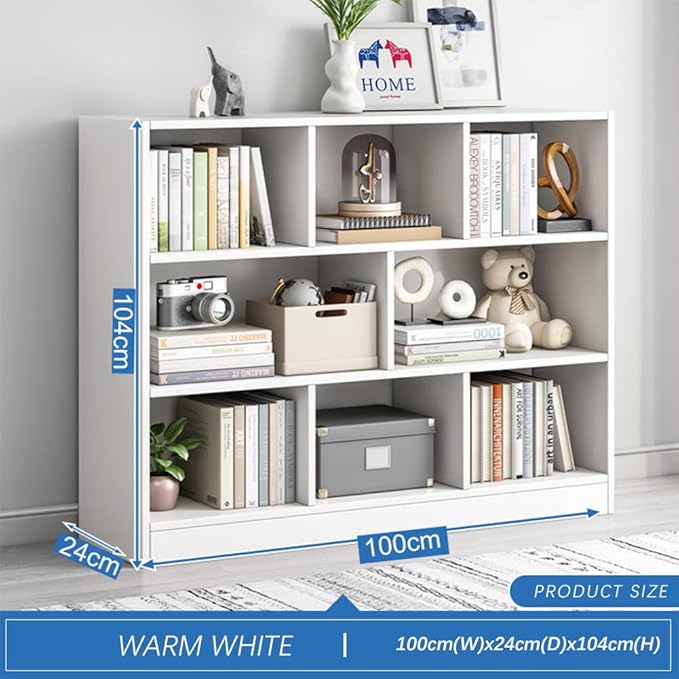 IOTXY Open Shelf Low Bookcase - Wooden 3-Tier Floor Standing Display Cabinet ...