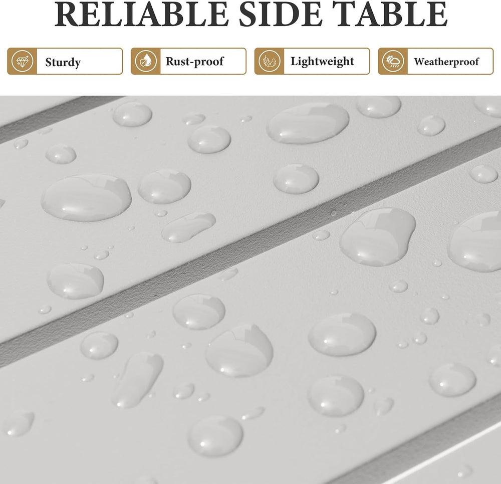 Crestlive Products Aluminum Outdoor Side Table Set of 2, Pool Lounge Chair Si...