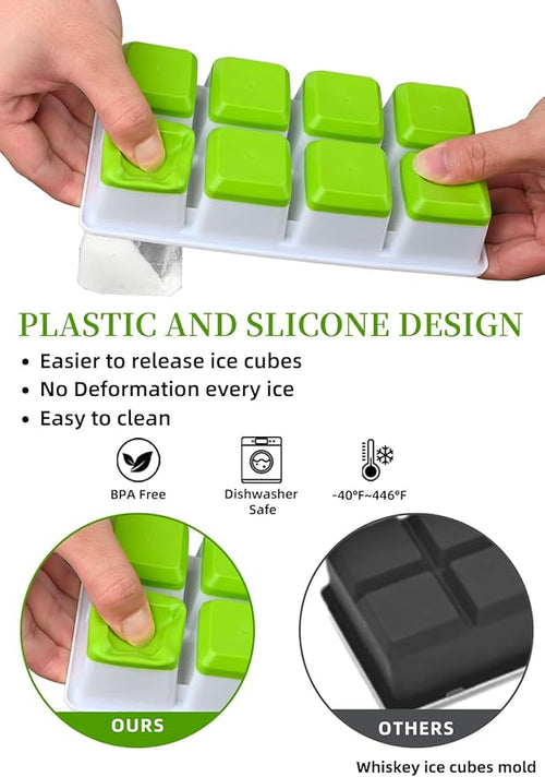 2 INCH Ice Cube Tray with Lid & Bin, Square Large Ice Cube Molds | ice trays - Image 2