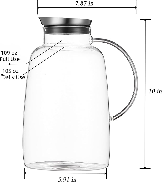 Purefold Pitcher with Lid, 109 Ounces Water Pitcher, Heat Resistant Leakproof - Image 3
