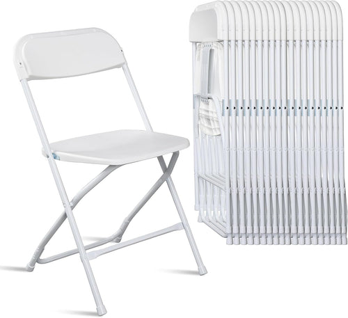 100pcs Folding Chair, Plastic Chairs with 330-Pound Capacity, Easy to Fold and Store Suitable for Indoor & Outdoor, Wedding, Party, Restaurant, Meeting Room, Patio and Garden, White