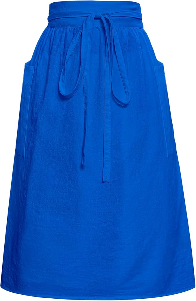 Cotton Linen Half Apron for Women Vintage Waist Apron Ruffle Plain Bright Color by Cityelf