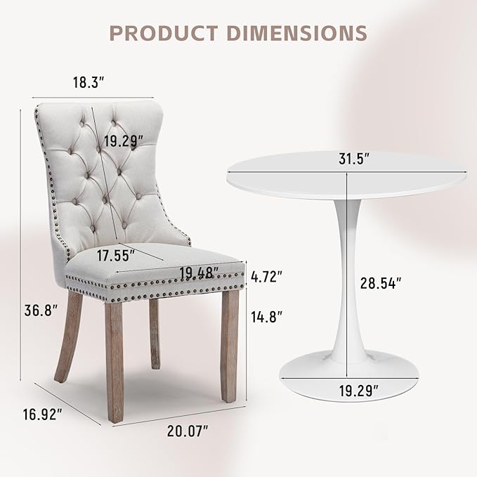 SoarFlash Kitchen Table and Chairs for 2, 31.5" Dining Table Set for 2 w...