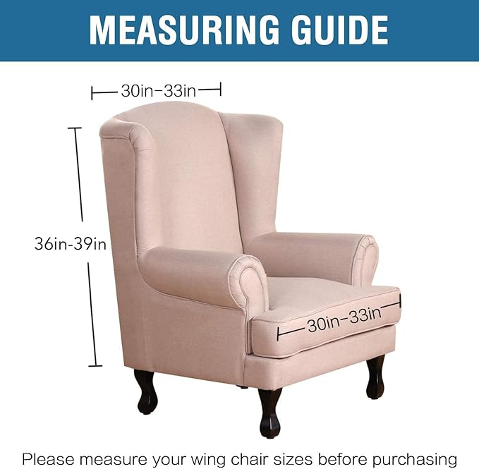 H.VERSAILTEX Wingback Chair Covers Velvet Plush Wing Chair Slipcover 1 Piece - Image 7