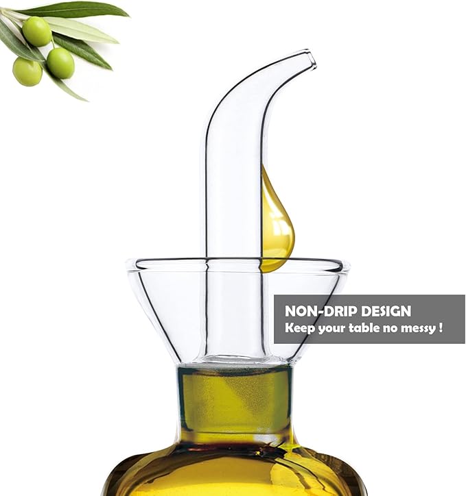 8 ounce/240 ml No Funnel Needed Olive Oil & Vinegar Dispenser Glass Cruet - Image 4
