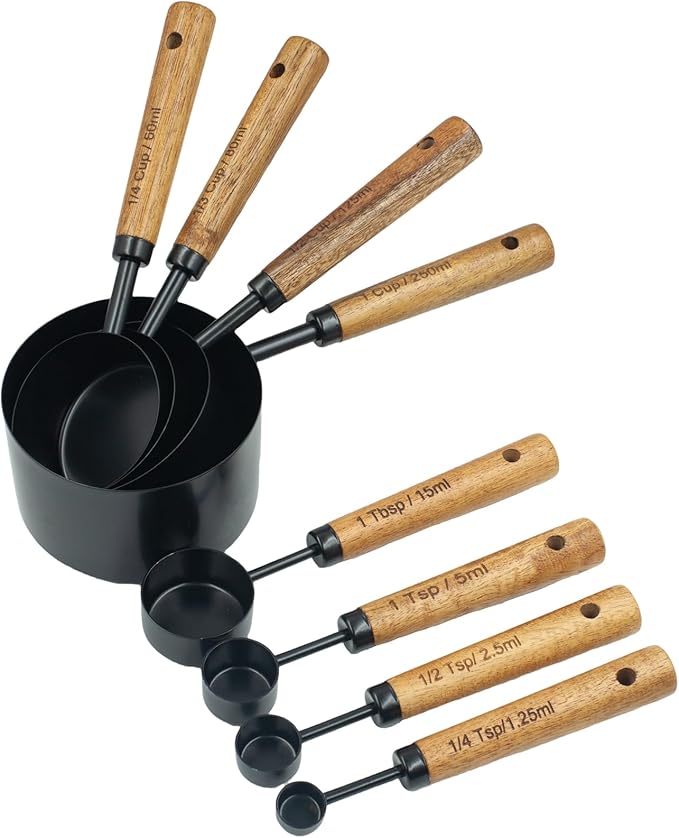 Measuring Cups and Spoons Set of 8, Stainless Steel Measuring Cup by Muchtolove