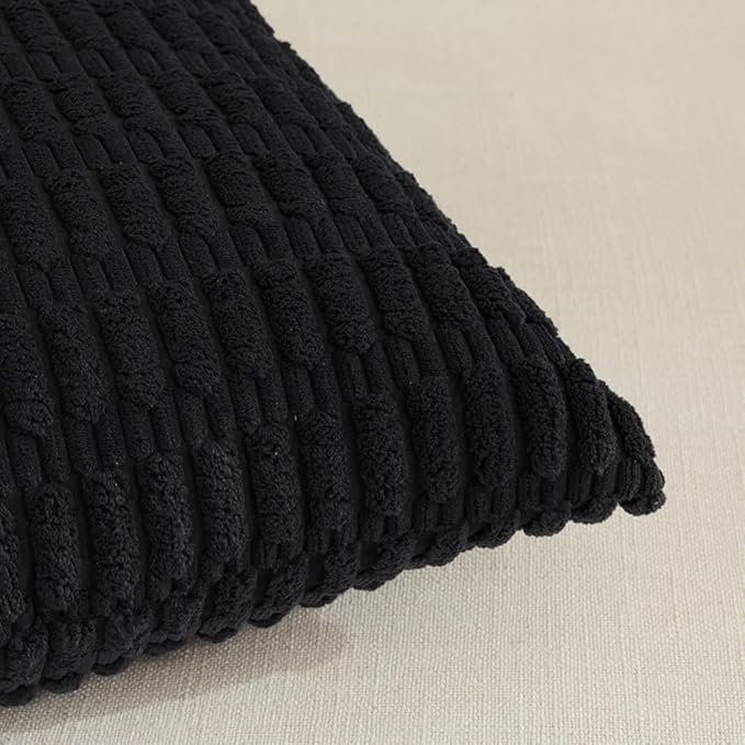 Fancy Homi 4 Packs Boho Black Decorative Throw Pillow Covers 24x24 Inch - Image 4